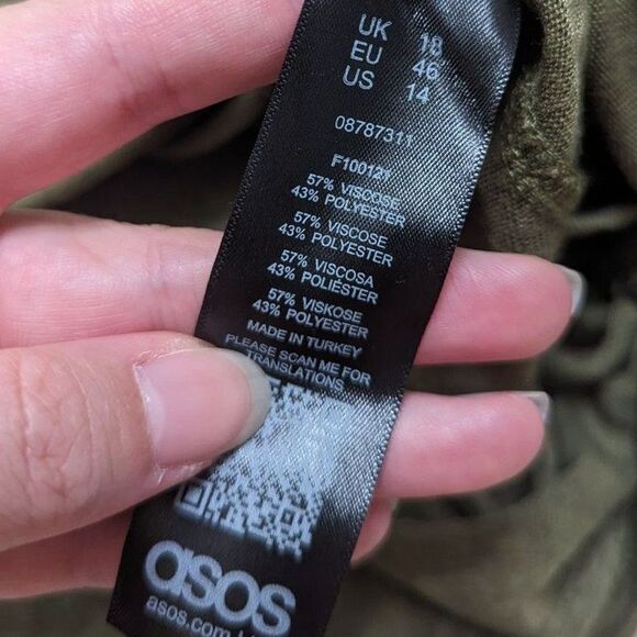 ASOS Womens Sz 14 Forest Green Top Modern Minimalist Basic Streetwear Boho - Picture 3 of 4